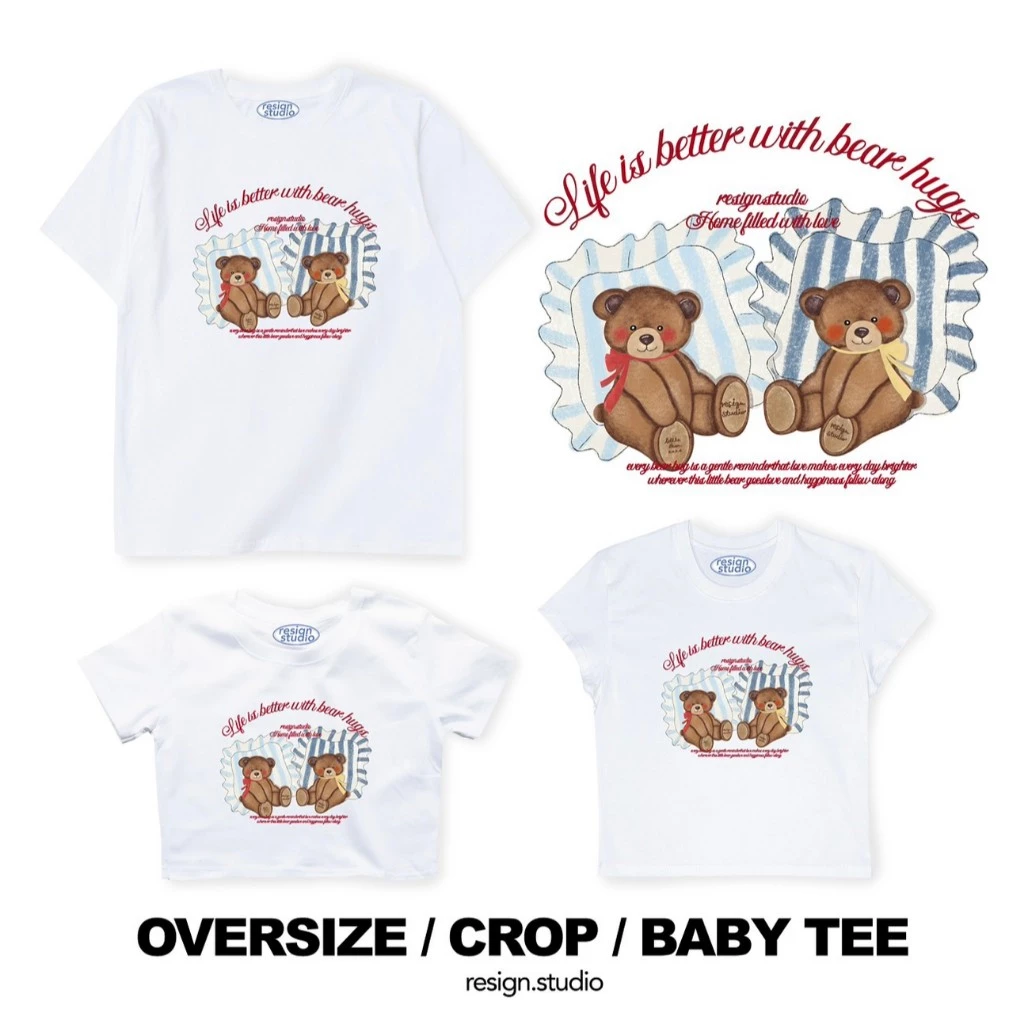 resign studio - Oversize/Crop/Babytee ลาย Bear Hugs