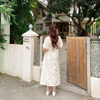 (❤️ อกถึง 50") Glowing Print Dress เดรสสาวอวบ ชุดสาวอวบ
