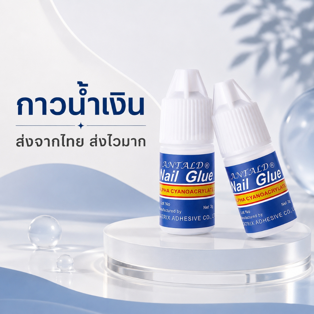 กาวน้ำเงิน ติดเล็บปลอม พร้อมส่งที่ไทย กาวติดเล็บปลอม กาวขวดน้ำเงิน 3กรัม เล็บเจล