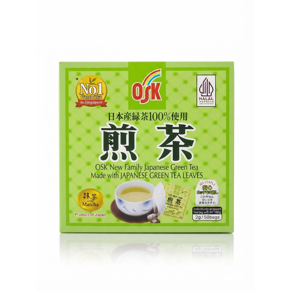 ชาเขียวOSK  ชาเขียวญี่ปุ่นมี50ซอง2กรัมมีฮาลาสสินค้านำเข้าล็อตใหม่พร้อมส่ง