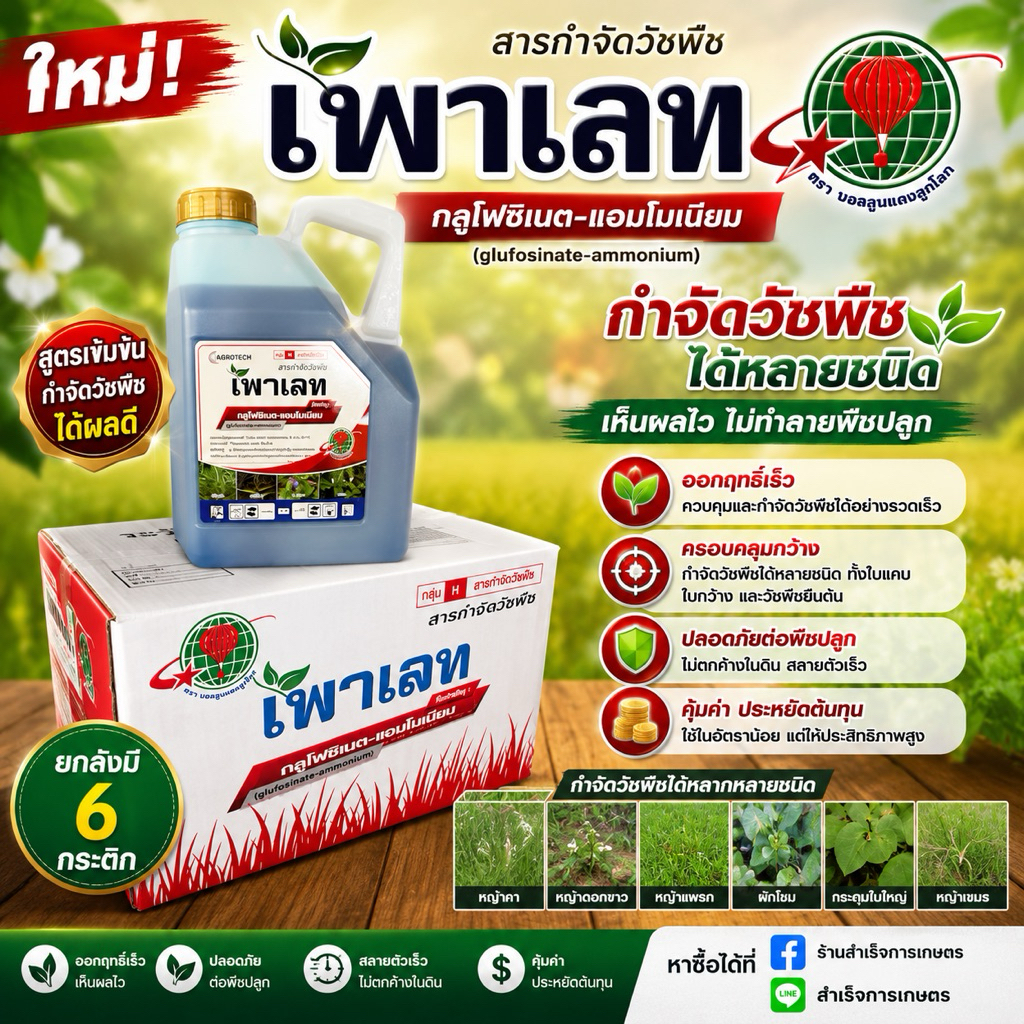 เพาเลท ขนาด4ลิตร (ชื่อสามัญ กลูโฟซิเนตแอมโมเนียม) (ยกลังมี6กระติก)