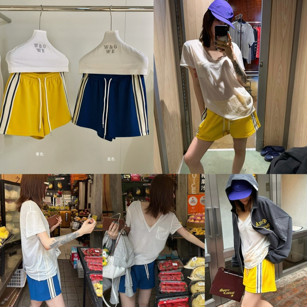 พร้อมส่ง 10187# กางเกงขาสั้นเอวยางยืด มีเชือกรูดช่วงเอว มีกระเป๋าล้วงข้าง เนื้อผ้าดี ทรงสวย TAG:WG.WE