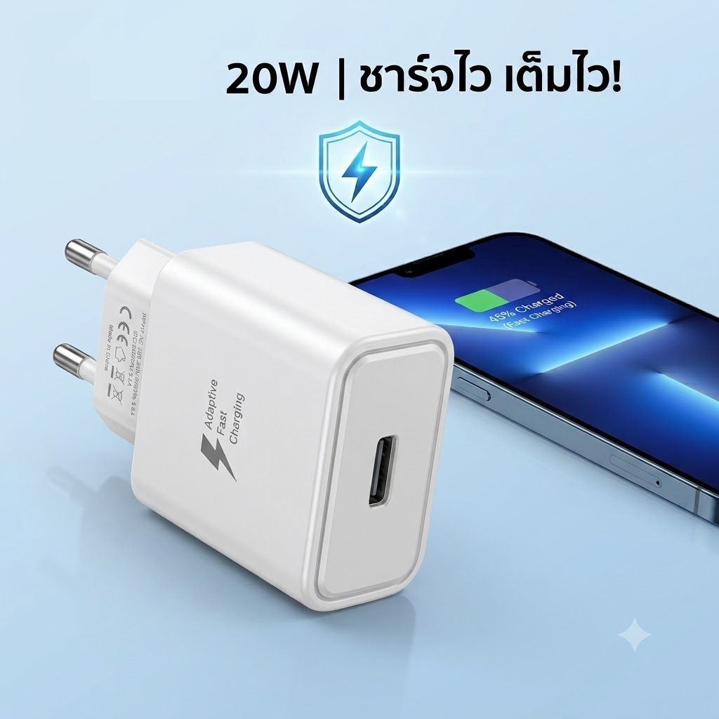 อแดปเตอร์ Adapter ชาร์จเร็ว USB3.0 ขนาด20W Fast Charge มีเก็บปลายทาง,มีสินค้าพร้อมส่ง