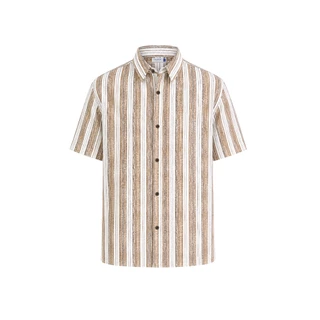 DAPPER เสื้อเชิ้ตแขนสั้น Striped Flowing Shirt สีน้ำตาล (BCS/BR/601LP)