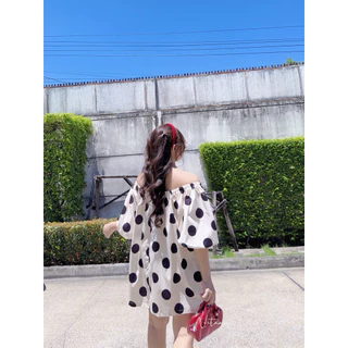 NITAAN (58)เดรสปาดไหล่โพก้าดอมมาแล้วค่า หน้าผ้าโอเว่อมากๆ ทรงสบายพุง ผ้าดีมากก