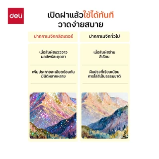 ชุดปากกาเมจิกกลิตเตอร์ 2 หัว Deli รุ่น HM385 2 หัว 2 สี หัวพู่กัน (12/24/36/48ด้าม)(จำหน่าย 1 กล่อง)