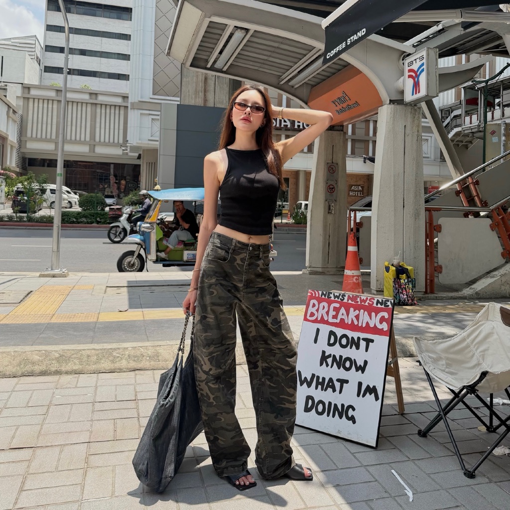 MALIMAYS - Colette Camo Jeans กางเกงยีนส์ผ้ายืด ลายทหาร
