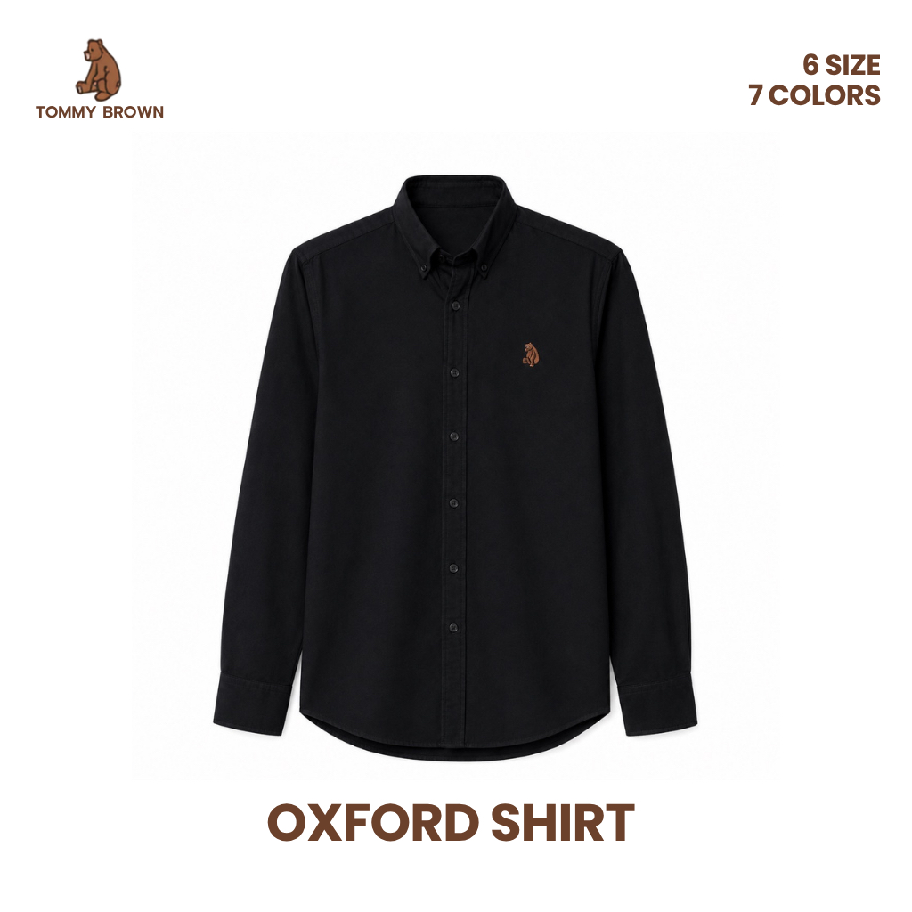 TOMMY BROWN เสื้อเชิ้ตแขนยาว Oxford Shirt ทรง Regular ผ้า Oxford สีดำ