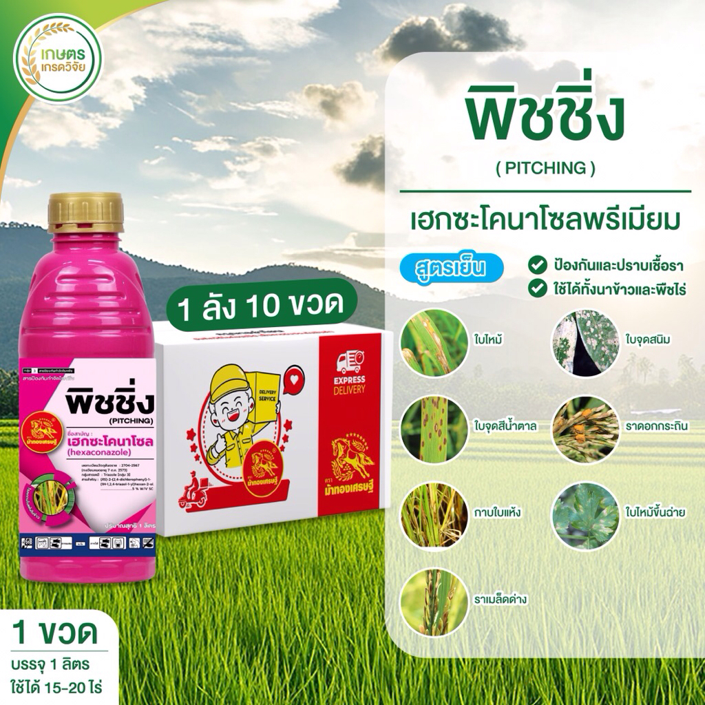 พิชชิ่ง เฮกซะโคลนาโซล พรีเมียม**ยกลัง10ขวด**(ขนาด1 ลิตร) เชื้อราทุกชนิดใช้ได้ทุกพืช ใบไหม้ ใบจุด ราหลุด ราเมล็ดด่าง