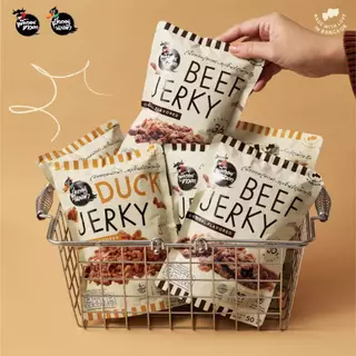 DUO Set เนื้อทอดเทวดา 1 ซอง + เป็ดทอดนางฟ้า 1 ซอง (ขนาด 50 กรัม) | สแน็คทอดกรอบ พร้อมทาน โปรตีนสูง อร่อยไม่ซ้ำใคร