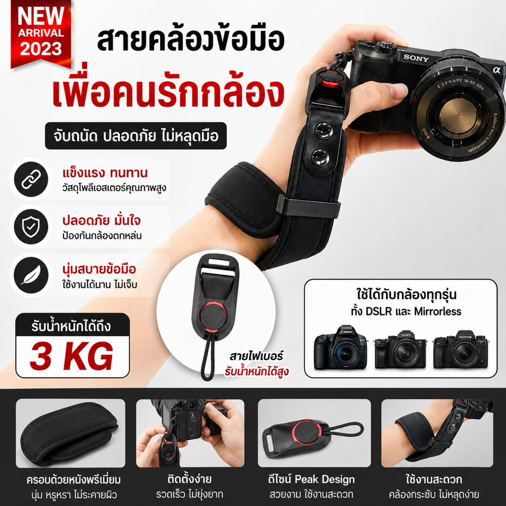 สายกล้อง แนว Peak Design Camera Strap Dslr Mirrorless สายคล้องมือกล้อง คุณภาพดี เหมือนใช้ของแท้