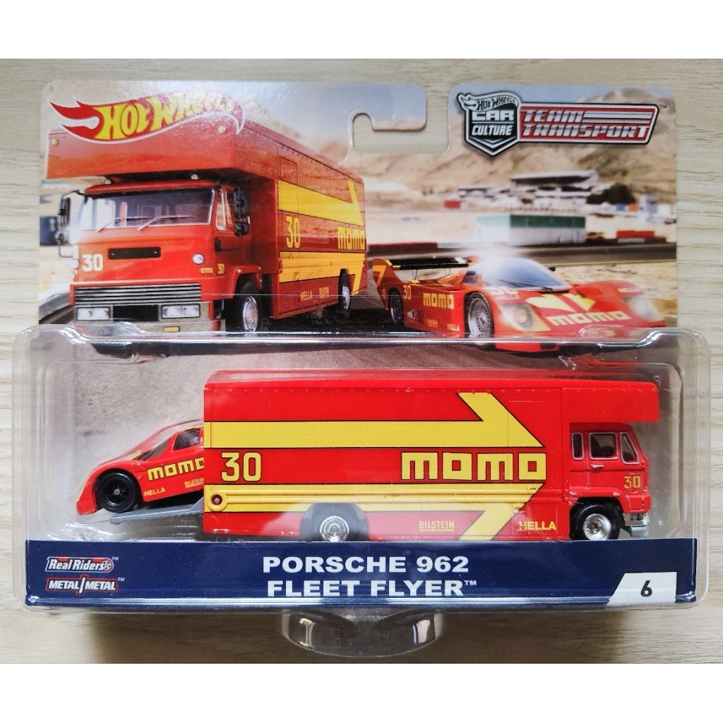 hot wheels ฮอตวีล  PREMIUM CAR CULTURE  Porsche 962 with Fleet Flyer /แพคสวย/หายากมากแล้ว/ สเกล 1:64