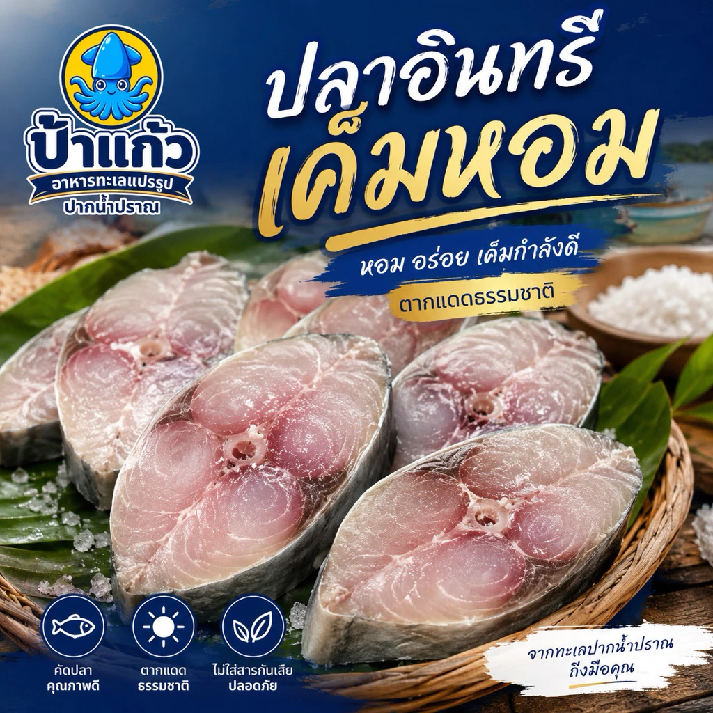 ปลาอินทรีเค็มหอม เนื้อแดง ไม่เค็มมาก ของใหม่ ปลอดสารพิษ