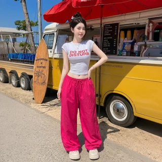 🌈SpinnyHouse🌈กางเกงขายาว กางเกงBaggy เอวยางยืด ผ้าบับเบิ้ล ใส่ได้ทั้งเอวต่ำเอวสูง สาวอวบใส่ได้ รุ่น Baggy bubble
