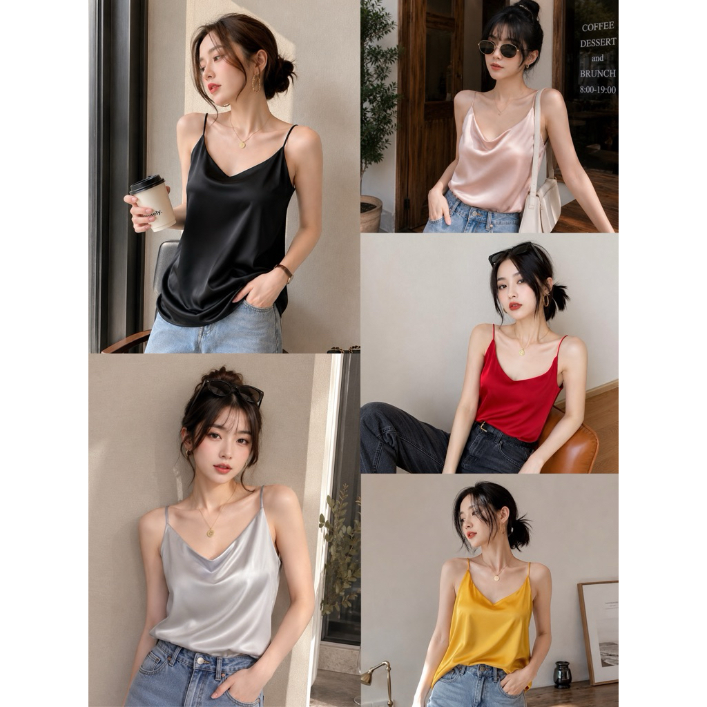 เสื้อสายเดี่ยวผ้าซาตินเนื้อดี