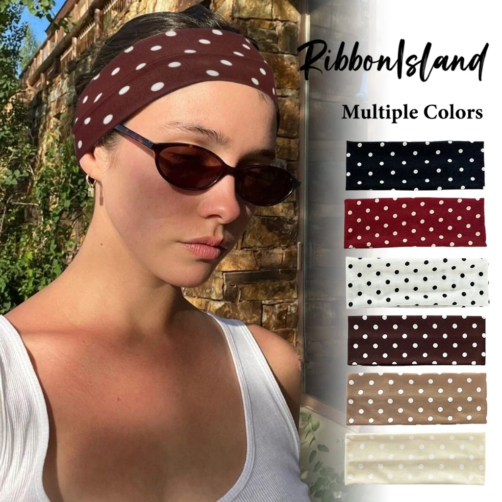 ที่คาดผมลายจุด headband นุ่ม Polka Dot ยืดหยุ่น insสวมใส่สบาย เหมาะสำหรับใส่เล่นกีฬา โยคะ ฟิตเนส แฟชั่นสำหรับผู้หญิง