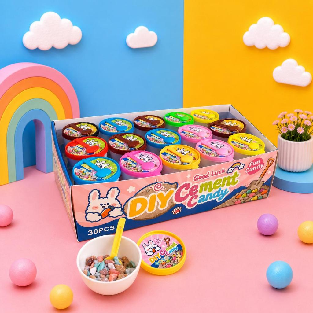ลูกกวาด ซีเมนต์ ลูกอม ช็อก ก้อนหิน DIY แคนดี้ 1 กล่อง 30 ชิ้น ลูกหนีบน้ําตาล