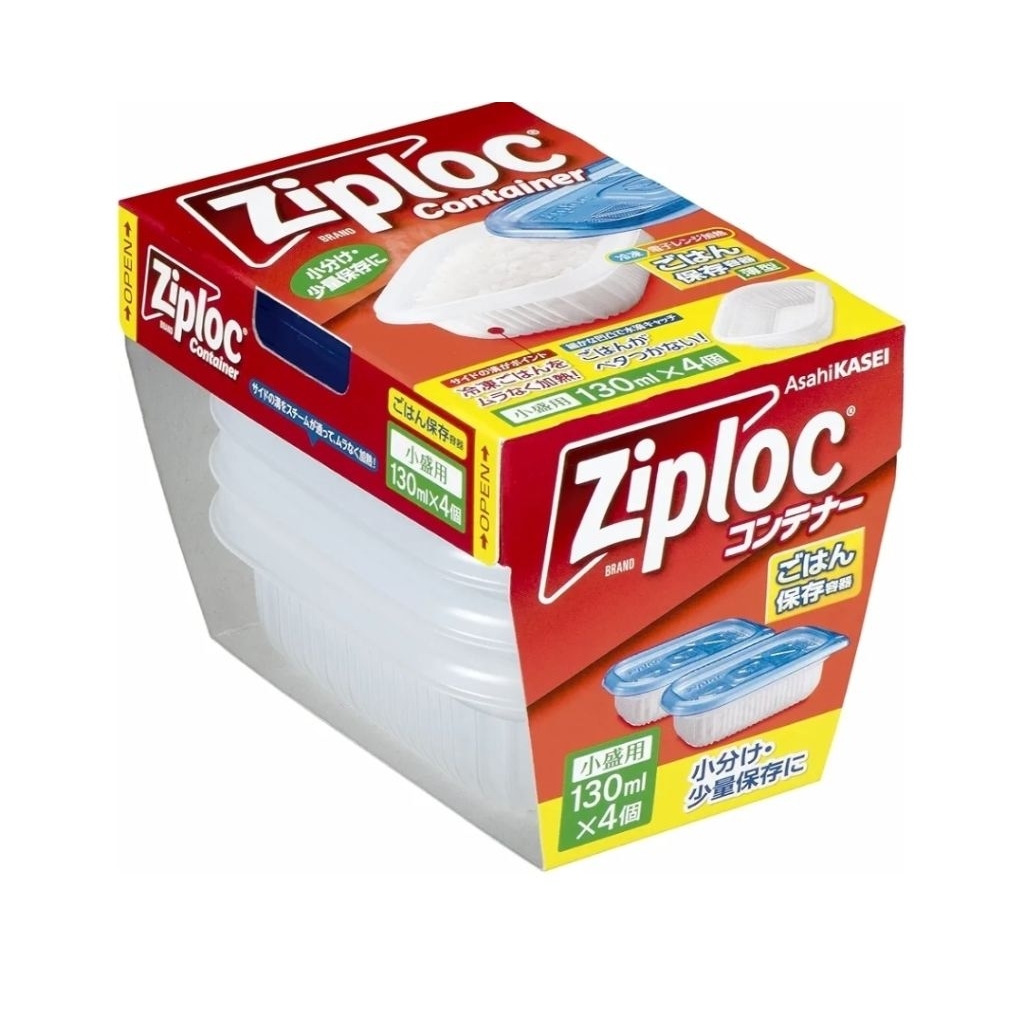 asahi kasei ญี่ปุ่น ผลิตเกาหลี Ziploc กล่องถนอมอาหารสำหรับแช่แข็งข้าว 130 มล. (ขนาดเล็ก) 4 ชิ้น/แพ็ก