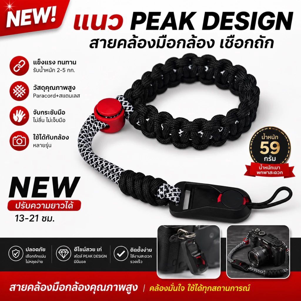 สายคล้องมือกล้อง เชือกถัก Mirrores แนว Peak Design ใส่ได้ทุกกล้อง Sony Fuji Canon
