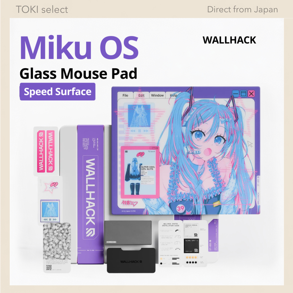 WALLHACK Hatsune Miku SP-005 Miku OS Glass Mouse Pad Speed Surface Carry Case