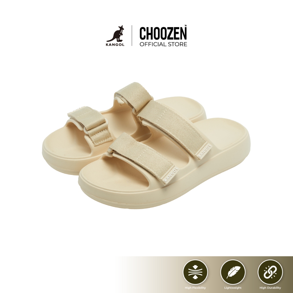 KANGOL Velcro Slippers unisex รองเท้าแตะแบบปรับสายรัดได้ EVA 100% 64551621