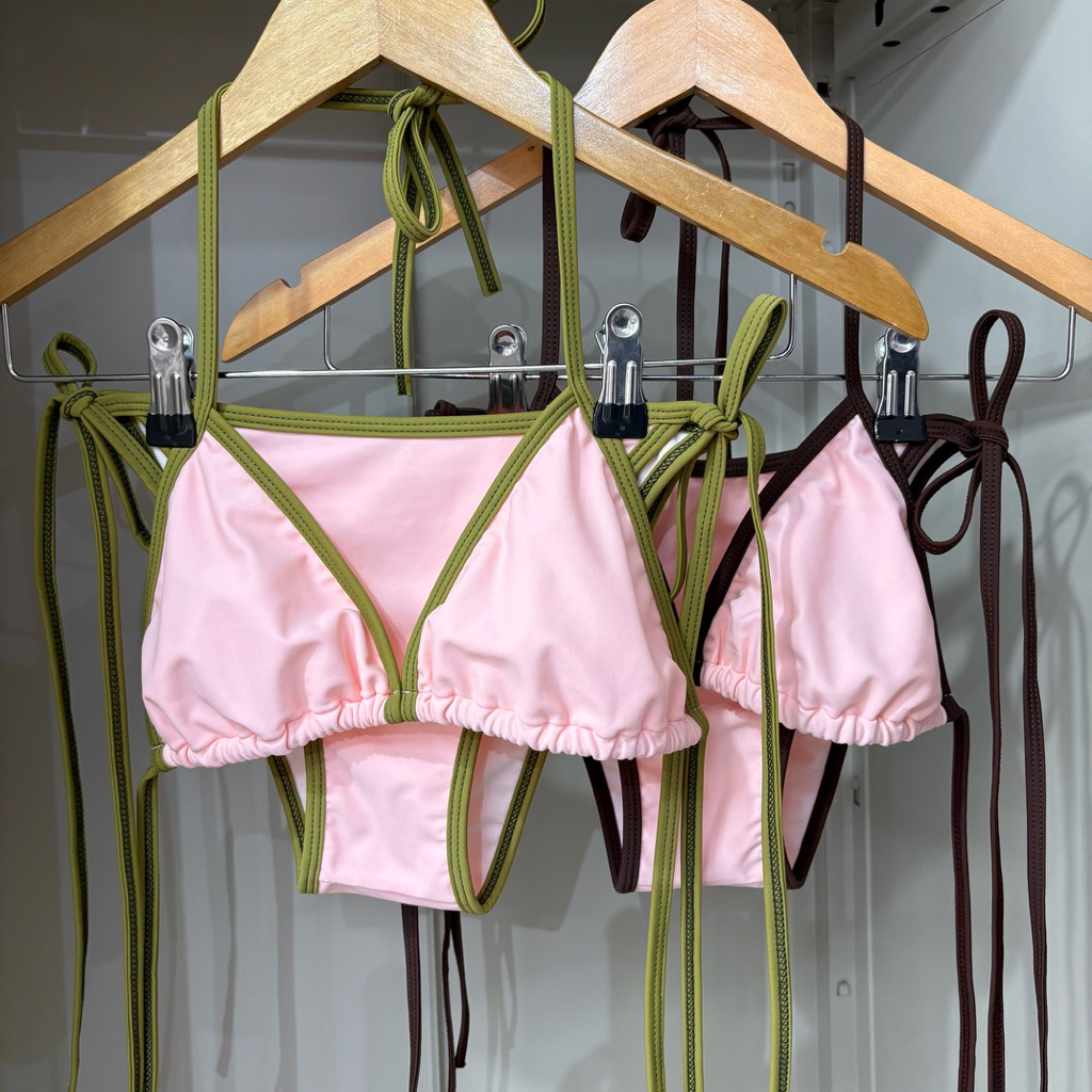 Pink two-tone bikini บิกินี่สีชมพูทูโทน ไม่มีฟองน้ำ