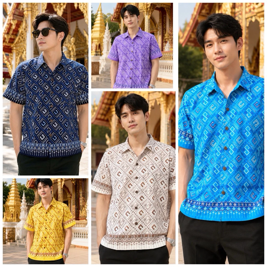 เสื้อพื้นเมืองชายแขนสั้น ลายวชิรภักดิ์ ลายใหม่ล่าสุด!!!!