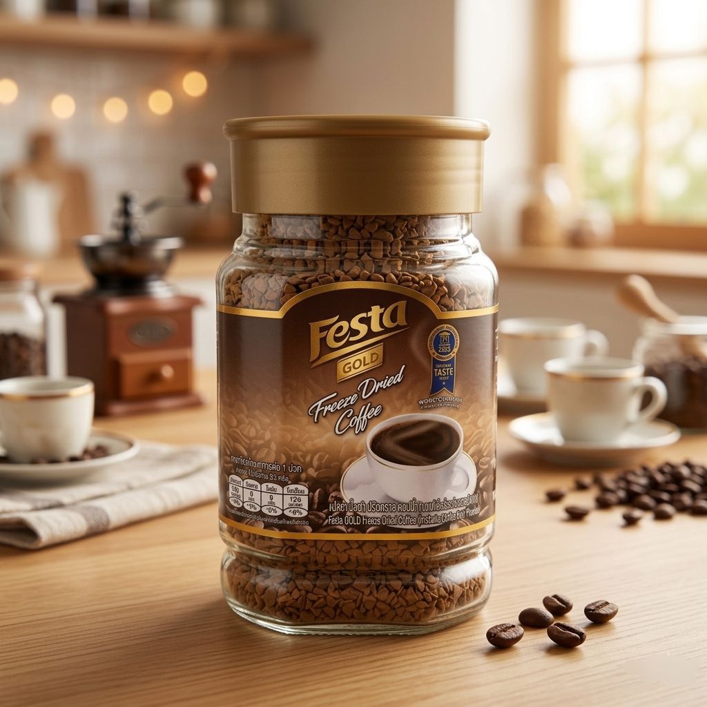 Festa เฟสต้า โกลด์ ฟรีซดราย คอฟฟี่ กาแฟสำเร็จรูป ปริมาณ100 กรัม (ขวดแก้ว)