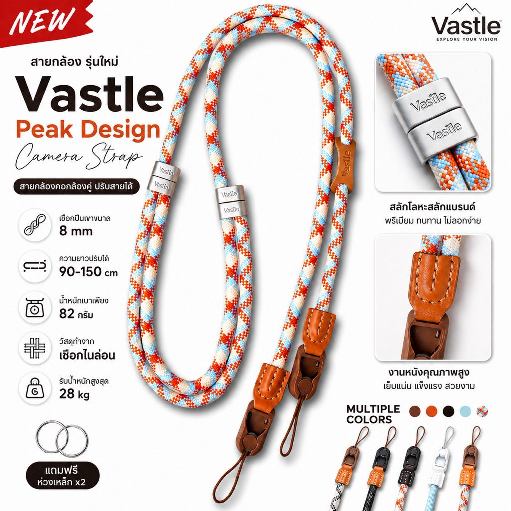 NEWสายกล้อง รุ่นใหม่ Vastle Peak Design Camera Strap Dslr Mirrorless สายคล้องคอกล้องคู่