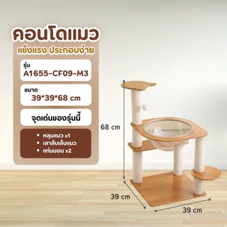 [Bratvee] Cat Condo คอนโดแมว มีหลุมอวกาศ ที่ลับเล็บ คอนโดแมว ขนาดกระทัดรัด สำหรับแมว 1-2 ตัว