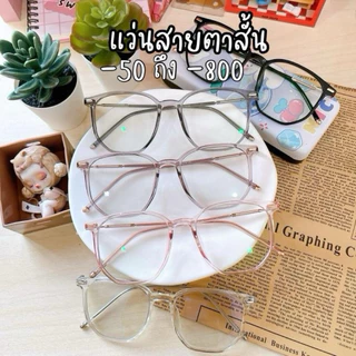 (S33) แว่นสายตาสั้น -450 ถึง -800 ทรงเหลี่ยมหักมุม แป้นในตัว เลนส์มัลติโค๊ต ออกแดดเปลี่ยนสี แถมซองใส่แว่น + ผ้าเช็ดแว่น