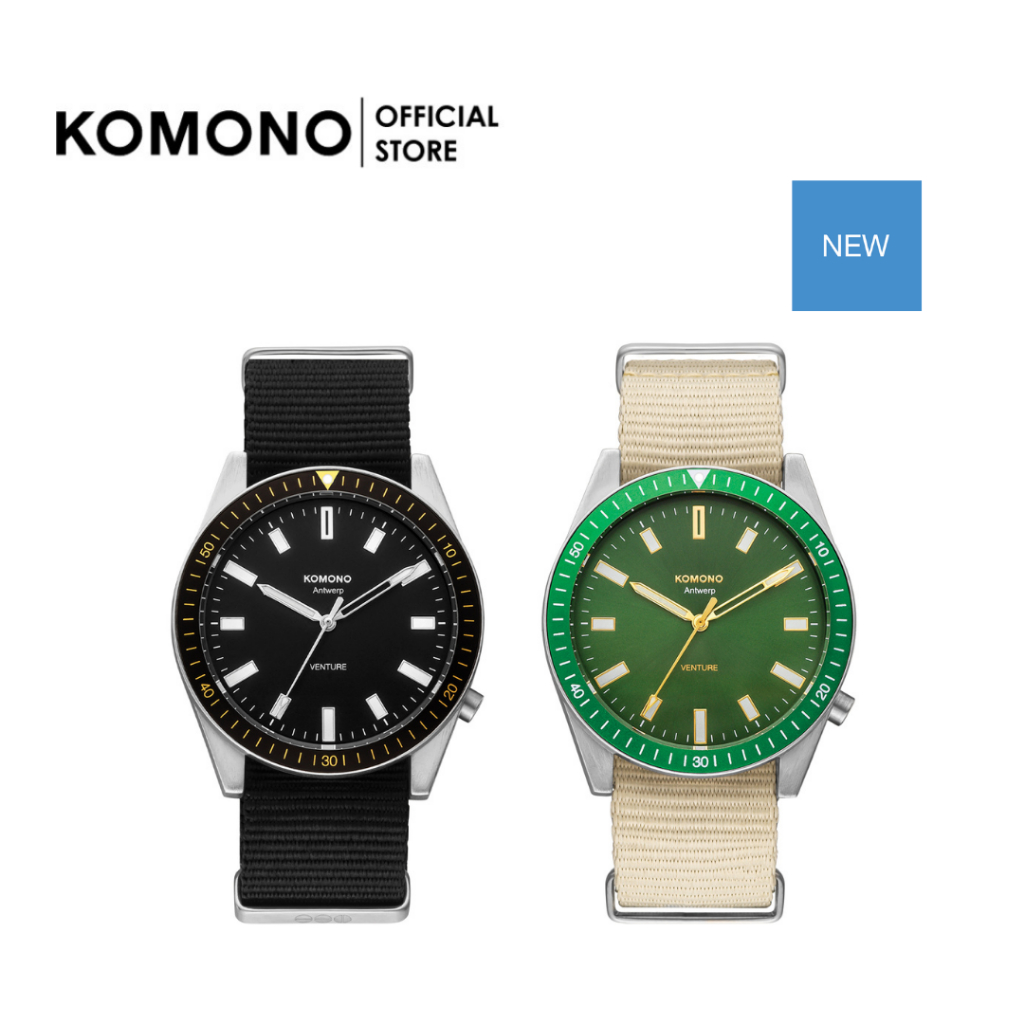 KOMONO Watch Ray Venture Nato นาฬิกาแฟชั่น/ทำงาน ผู้ชาย ทรงกลม หน้าปัดหมุนได้ วัสดุคุณภาพ