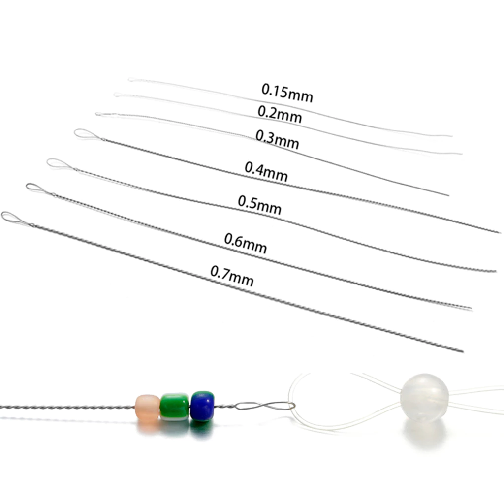 เข็มร้อยลูกปัดสแตนเลส DIY 0.15-0.4mm เข็มลูกปัดบิด ทนทาน ใช้งานง่าย ประดับด้วยลูกปัด DIY 1ชิ้น