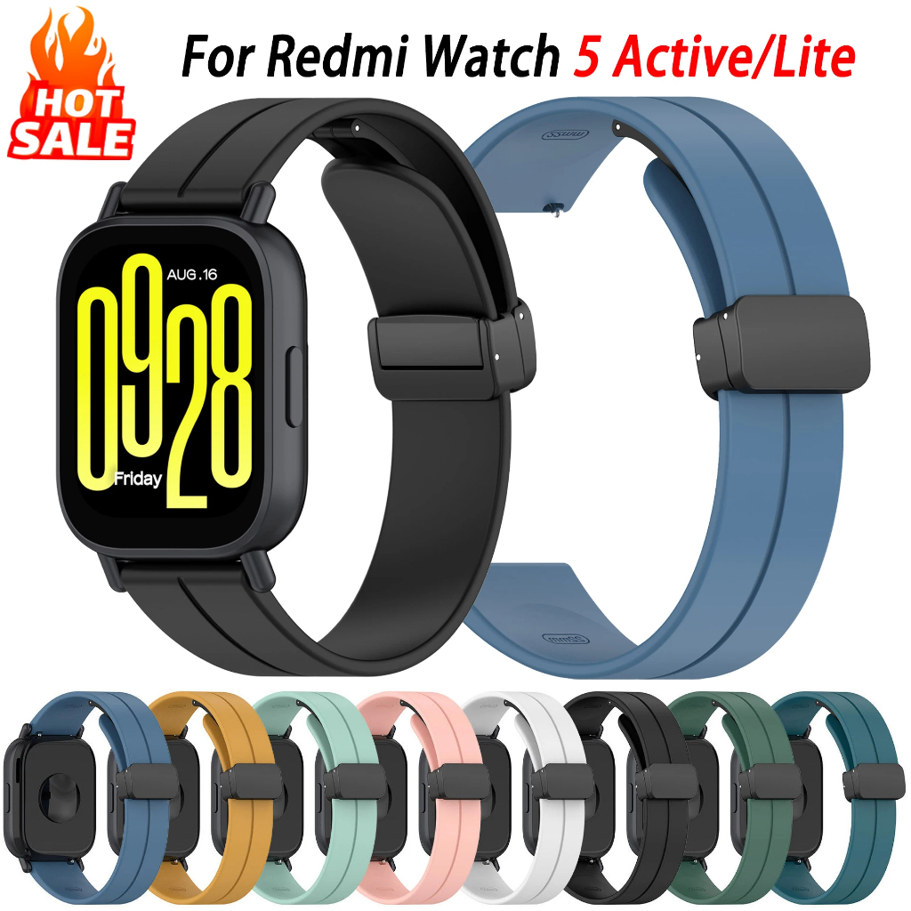 สายซิลิโคน 22 มม. สำหรับ Redmi Watch 5 Active/Redmi Watch 5 Lite สายแม่เหล็ก Redmi Watch 3 Active/lite