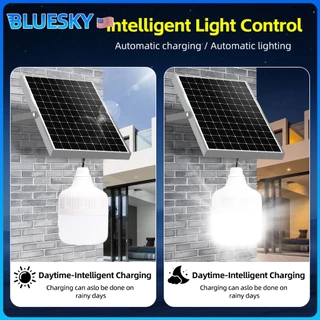 Bluesky ซื้อ 1 แถม 1 ไฟโซล่าเซลล์ 100000W หลอดไฟโซล่าเซลล์ solar light ไฟตุ้ม3สี แบตนาน12-48ชั่วโม เปิด-ปิด