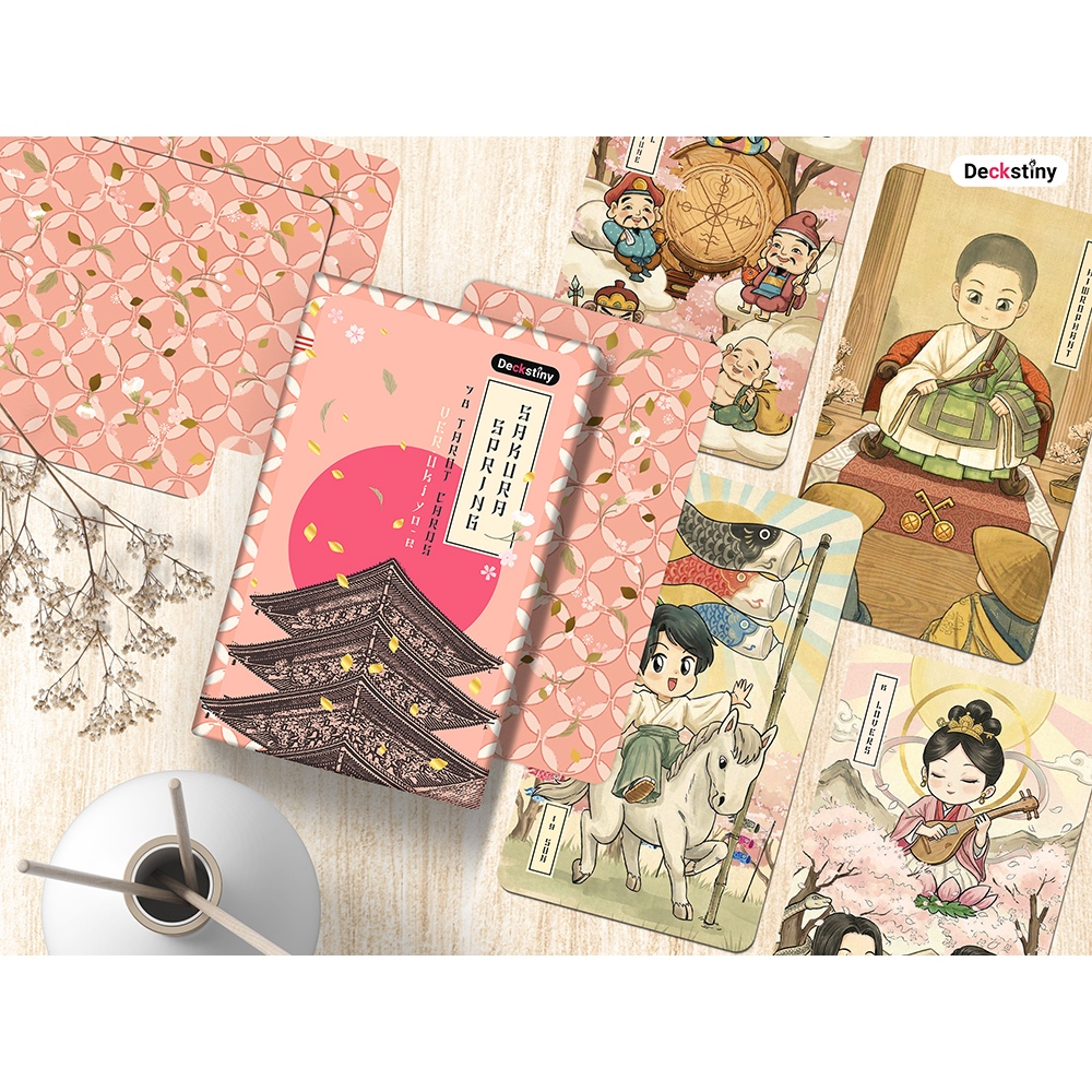 Limited Edition (Ukiyo-e) : Sakura Spring Tarot Version.3 (ไพ่ทานาย ซากุระ สปริง ทาโรต์) by Deckstin