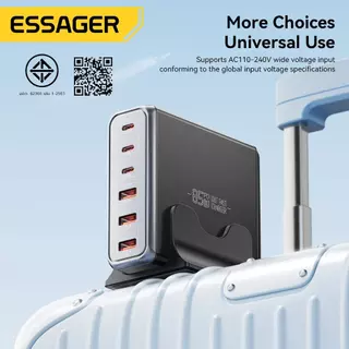 Essager 85W GaN 3 Type-C+3 USB-A อัจฉริยะอุณหภูมิต่ําชาร์จเร็วเครื่องชาร์จเดสก์ท็อปเข้ากันได้กับแล็ปท็อปสมาร์ทโฟน B11