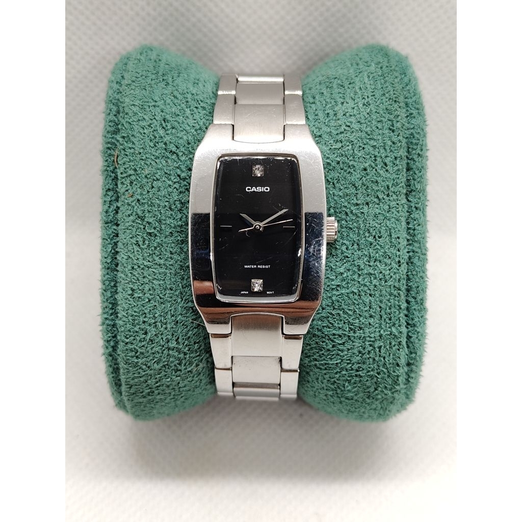 นาฬิกามือสองของแท้✅Casio LTP-1165 หย้าดำทรงสวยสายเดิมพร้อมใช้งาน ❗ข้อมือไม่เกิน15.5 ซม.