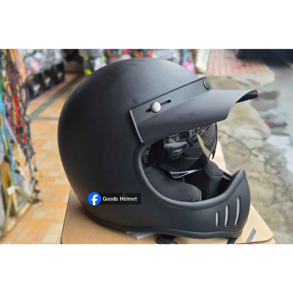 หมวกกันน็อควินเทจมีแว่นกันแดด Zeus ZS-916D
