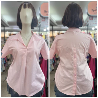 2S-1819-เสื้อเชิ้ตคอปกสาวอวบ ทรงปล่อย ผ้าคอตตอน อกเริ่ม40-54นิ้ว มี4สี ขาว ดำ ชมพู ฟ้า