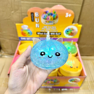 🇹🇭พร้อมส่งในไทย⭐️สกุชชี่ ซาลาเปา ยูนิคอร์น คริสตัล มีไฟ [ยกBox 12ตัว] ขนาด 8.5cm บีบสนุก ส่งไว DJD