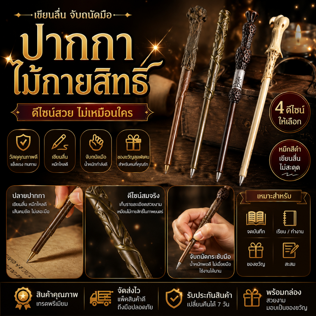 🔥 พร้อมส่ง 🇹🇭 🔥 ปากกา ไม้กายสิทธิ์ แฮร์รี่ พอตเตอร์ คอสเพลย์ metal core wand Harry Potter 🔥