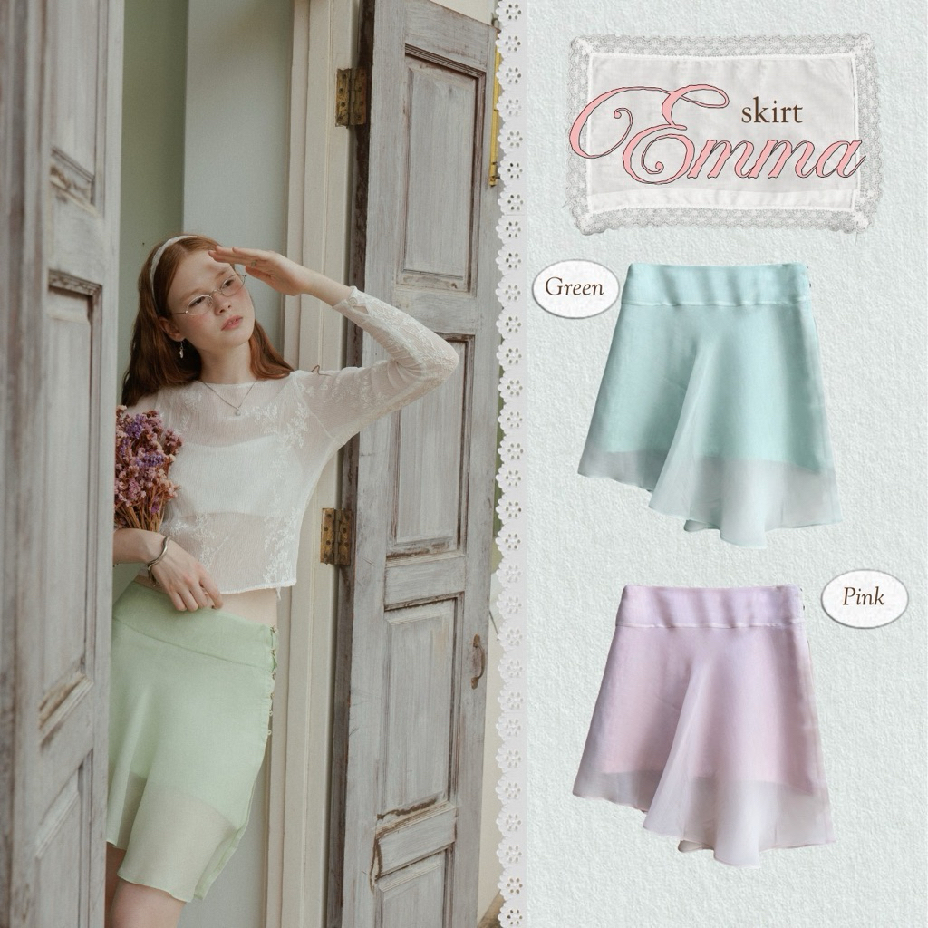 EMMA LAYER WRAP(PINK• GREEN )SKIRT