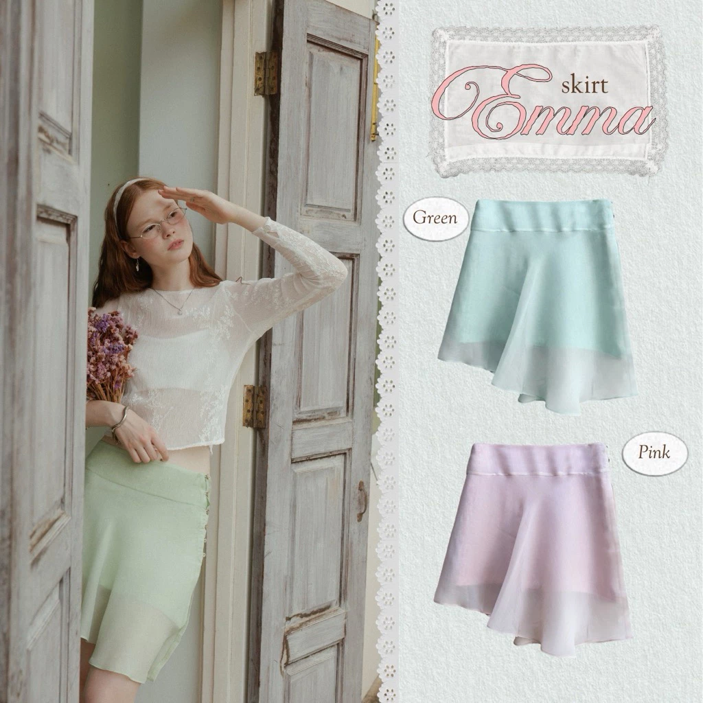 EMMA LAYER WRAP(PINK• GREEN )SKIRT
