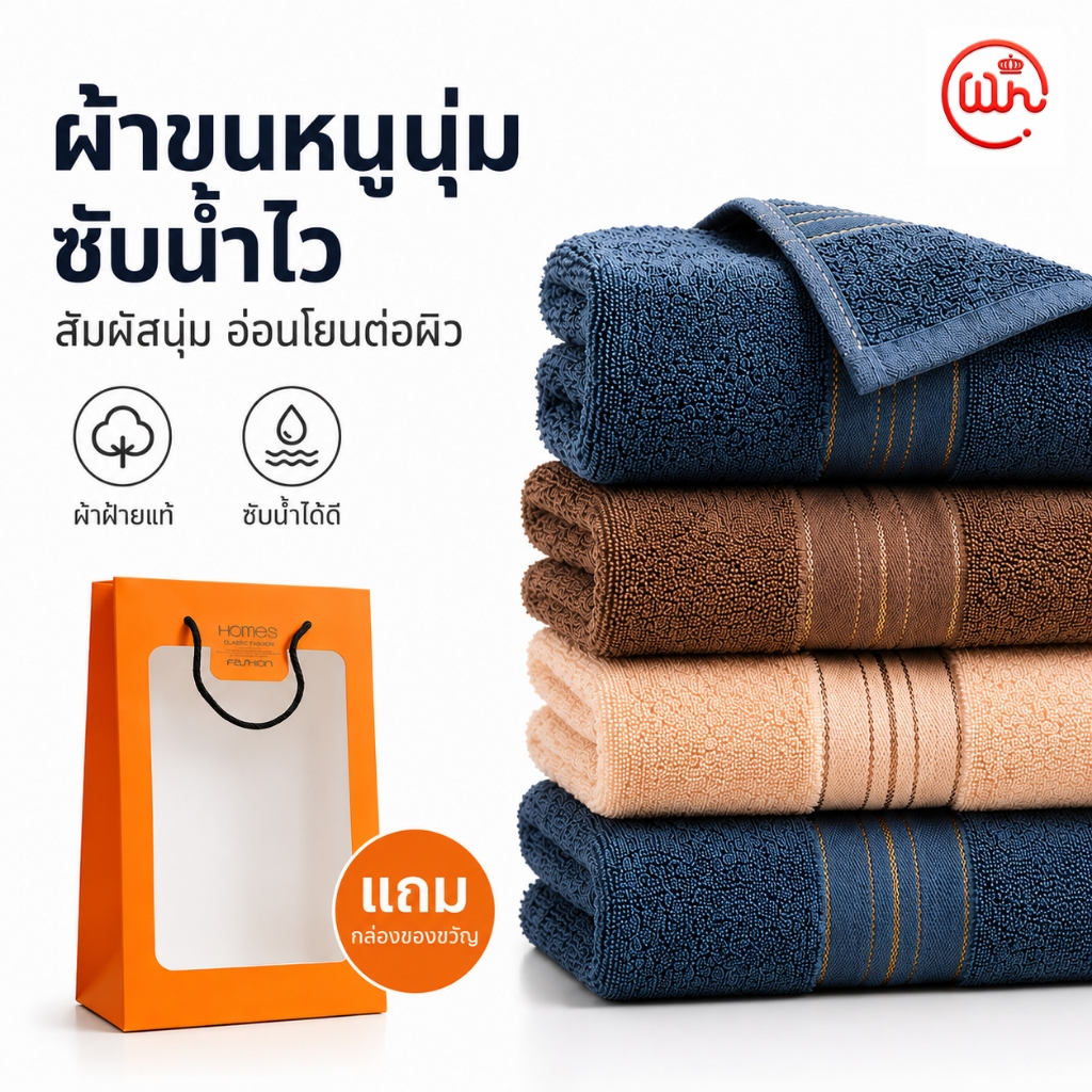 【WH】ผ้าเช็ดตัว ผ้าขนหนูไมโครไฟเบอร์ ซับน้ำดี แห้งไว เนื้อนุ่ม ไม่เป็นขุย สำหรับอาบน้ำ เช็ดตัว ขนาด