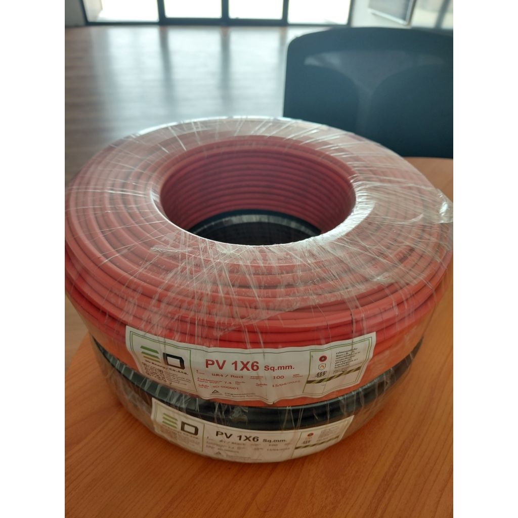 สายไฟPV1-F 1X6 สีดำและสีแดง