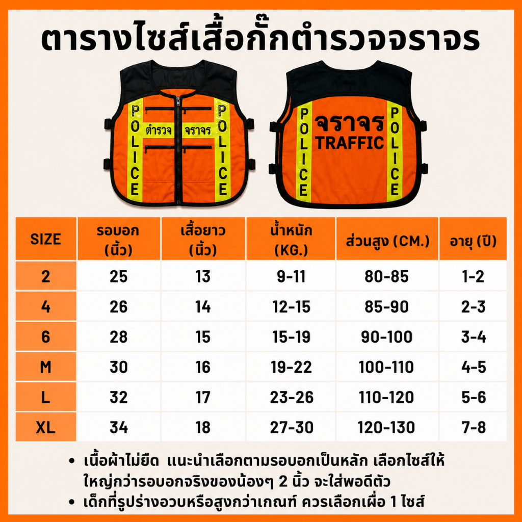 (KIDCITY) เสื้อตำรวจจราจรเด็ก แถมนกหวีด รูปที่ 2