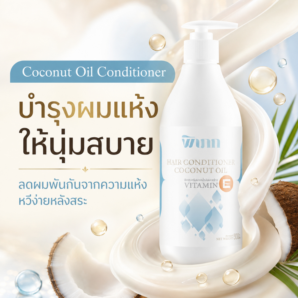 พิเภก ครีมนวดมะพร้าว ลดผมชี้ฟู แห้งเสีย บำรุงผมนุ่มลื่น รูปที่ 4