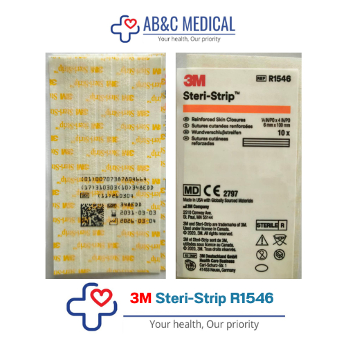 Steri-Strip 3M Reinforced Skin Closures R1546 ขนาด 6mm X 100 mm ซอง 10 เส้น สีขาว AB