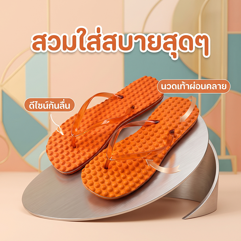 รองเท้าแตะห้องน้ำ กันลื่น ระบายน้ำไว EVA พื้นนวดฝ่าเท้า ใส่ได้ทั้งหญิงชาย